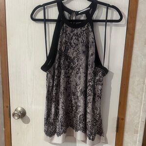 T Tahari Black and Gray Patterned Blouse